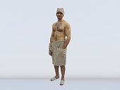 Комплект мужской махровый (килт, полотенце, шапочка, рукавица) в сувенирной коробке