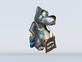 Скульптура бетонная "Волк" с покрытием эмалью